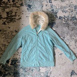 LL Bean Blue Fuzzy Zip-Up Sweatshirt
